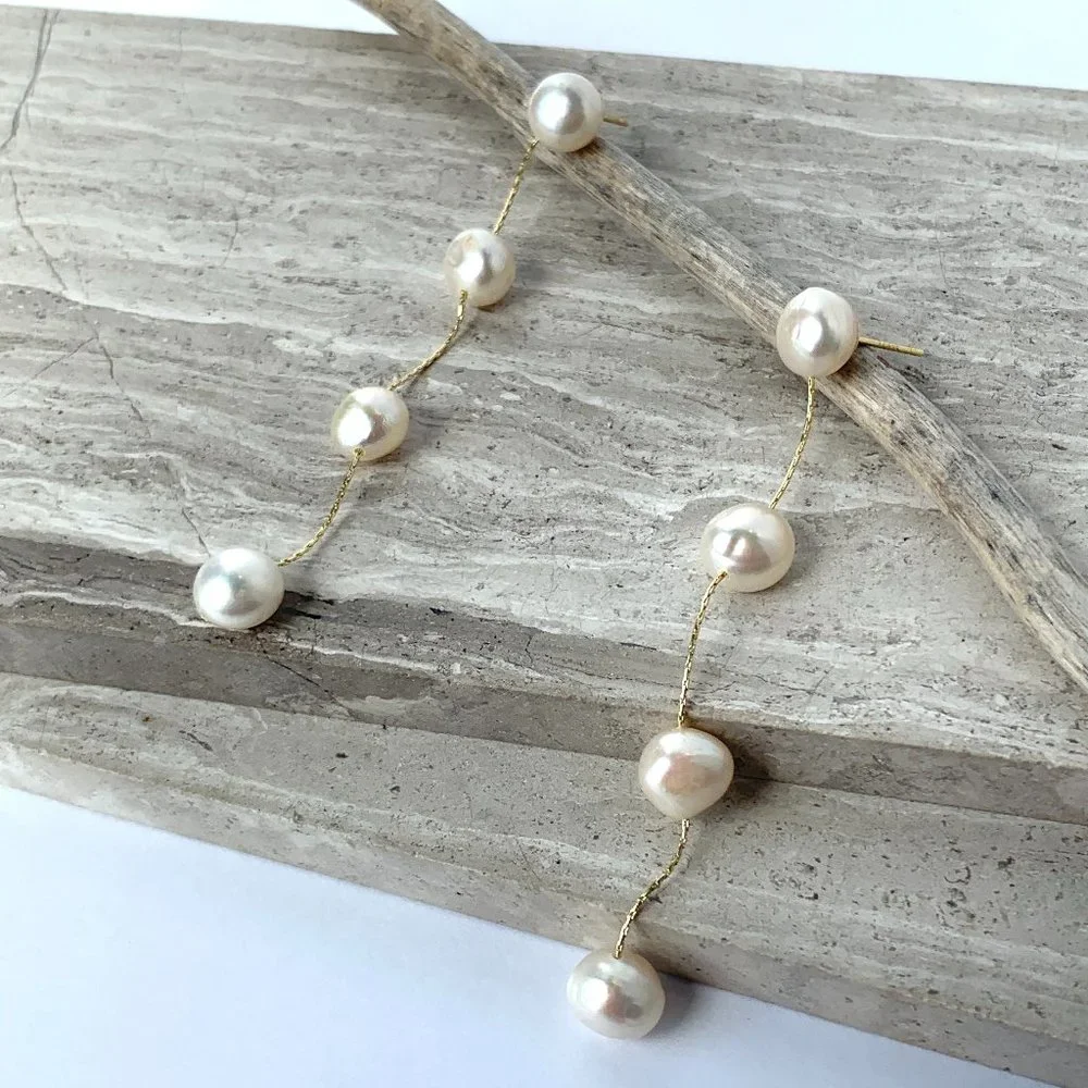 New ~ Anthropologie BHLDN "Leonor" Long Pearl Earrings_7